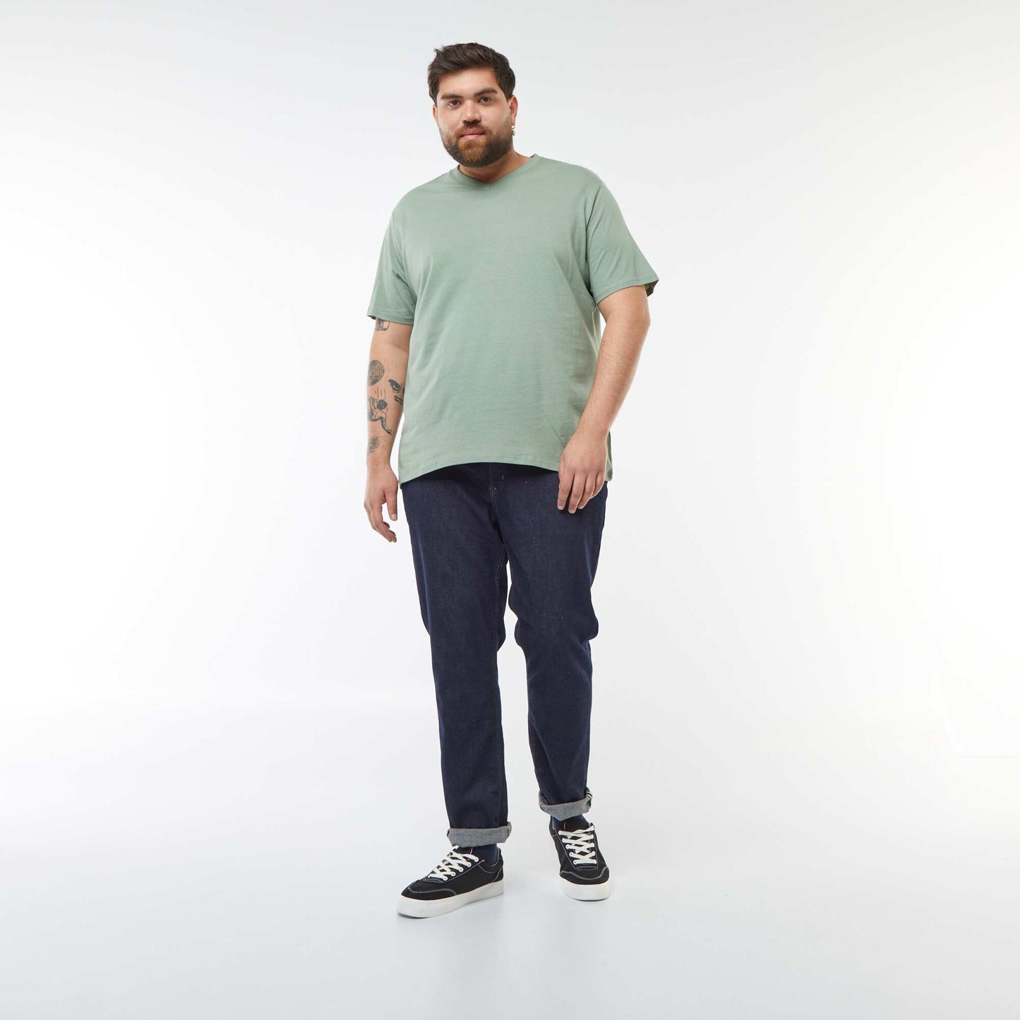 T-shirt en jersey à col V VERT