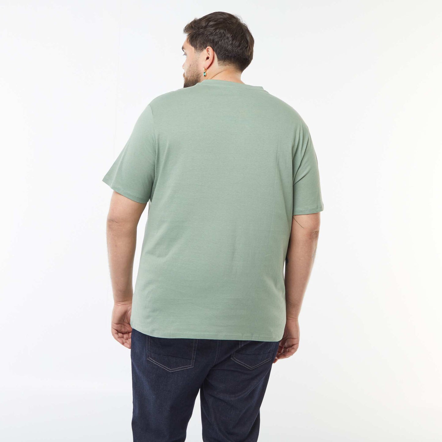 T-shirt en jersey à col V VERT