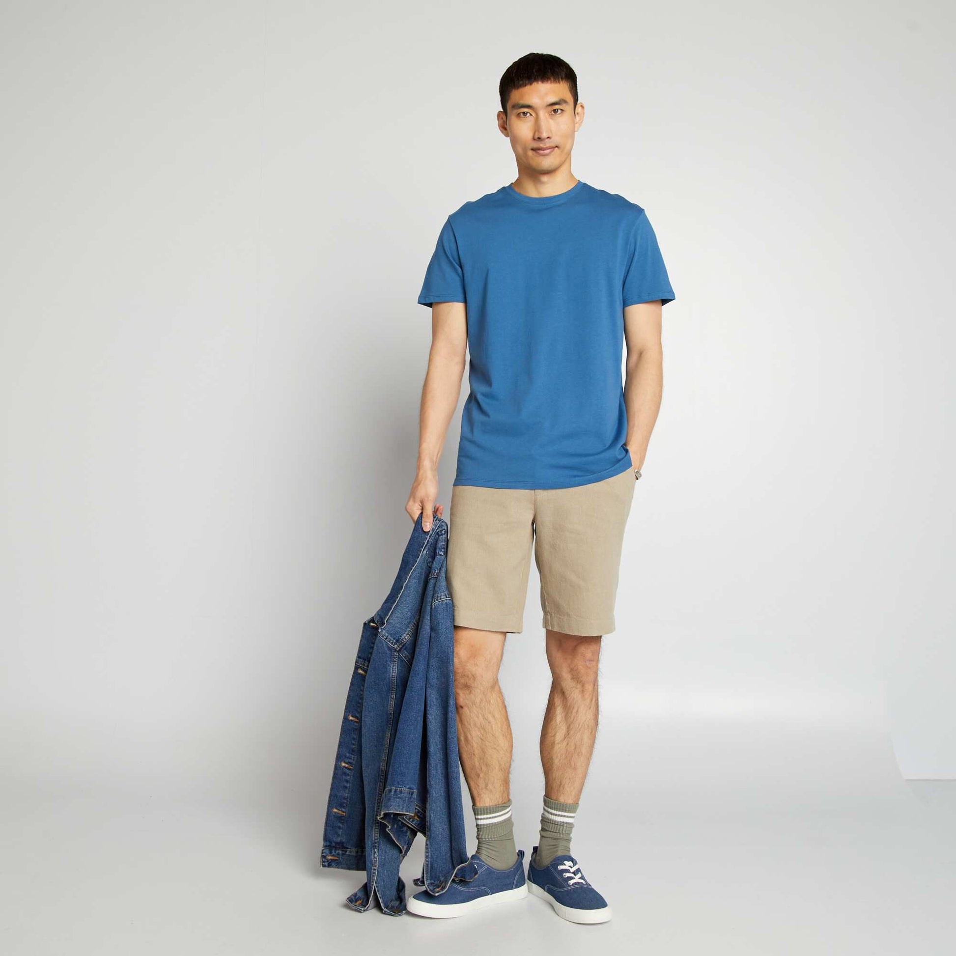 T-shirt droit en jersey uni BLEU