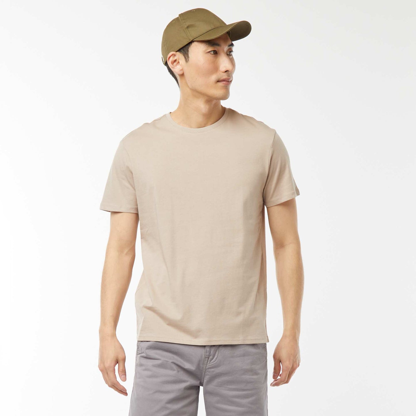 T-shirt droit en jersey uni BEIGE