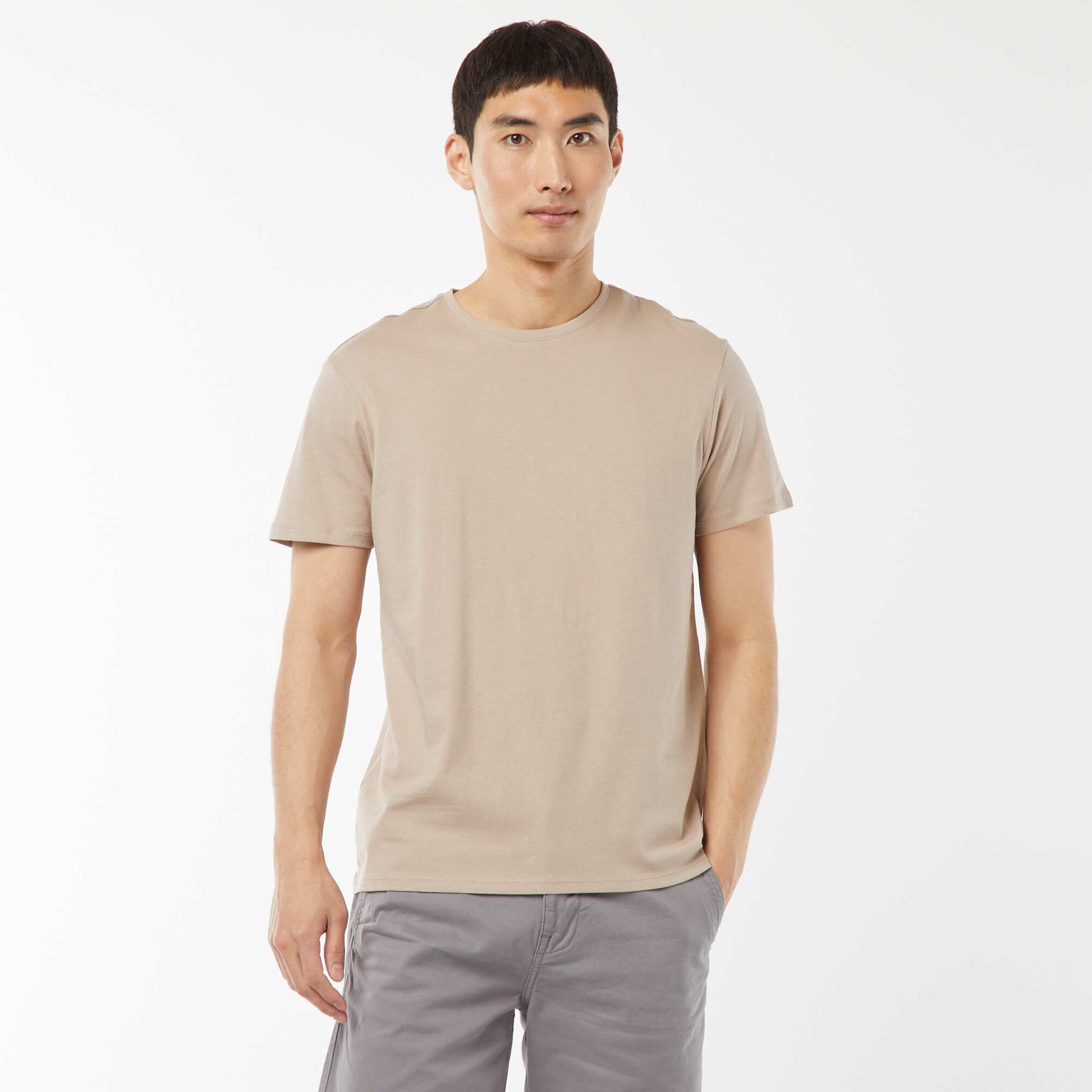 T-shirt droit en jersey uni BEIGE