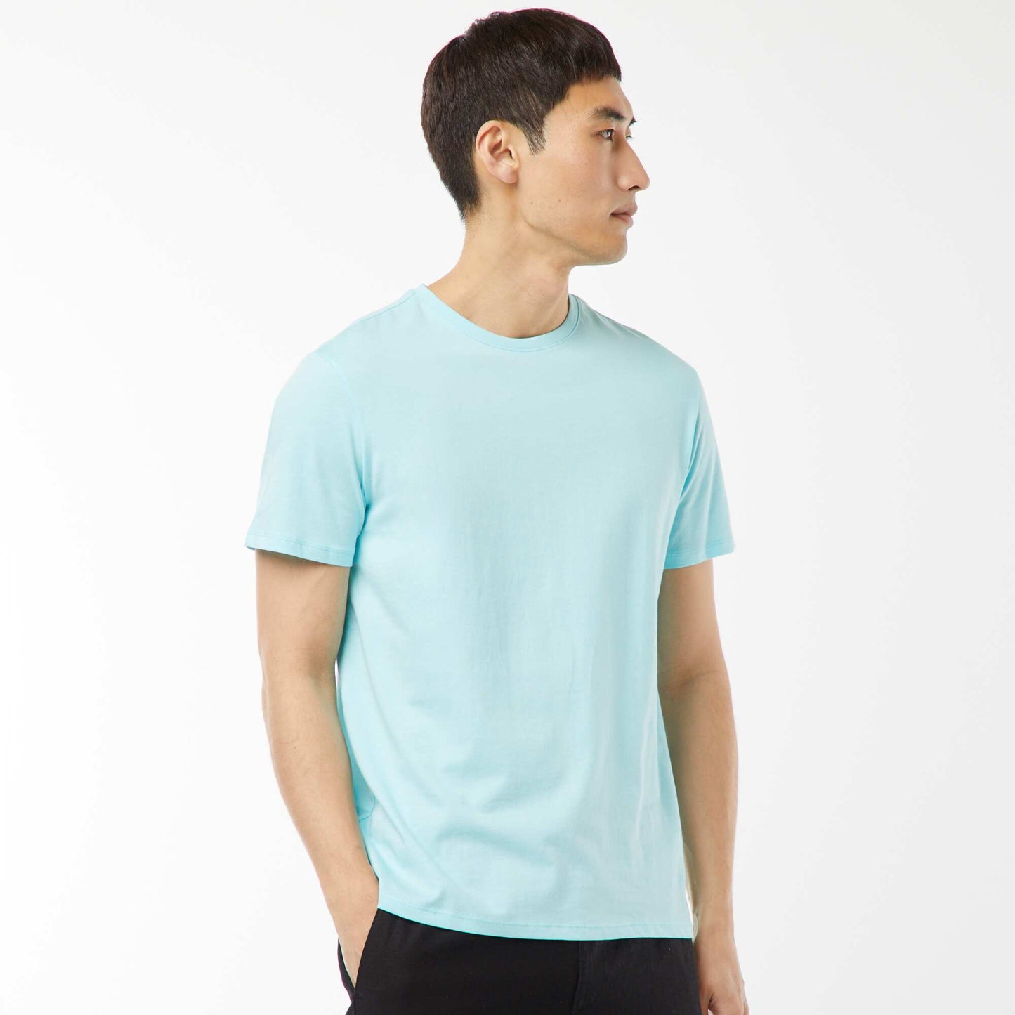 T-shirt droit en jersey uni BLEU TURQUOISE