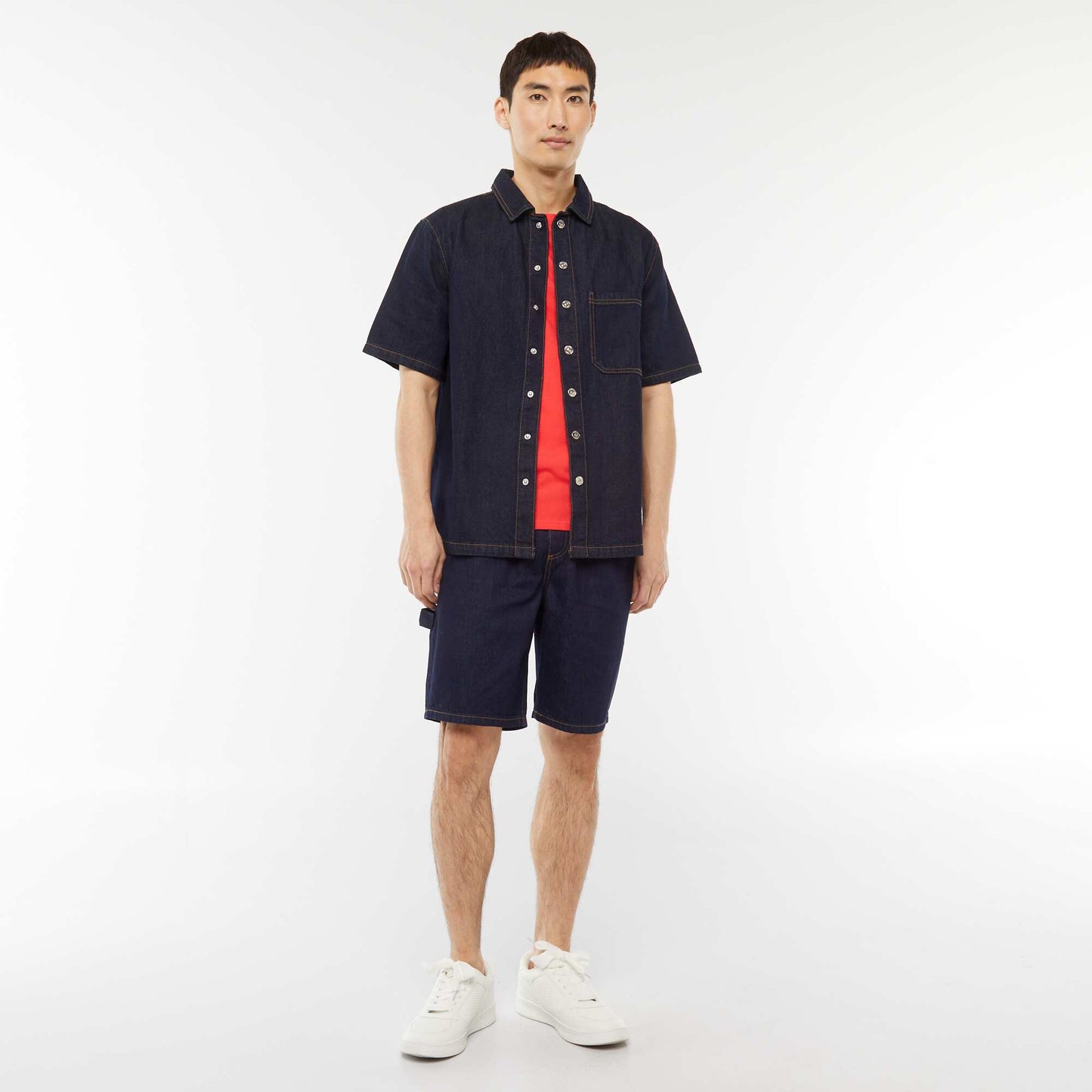 T-shirt droit en jersey uni ROUGE