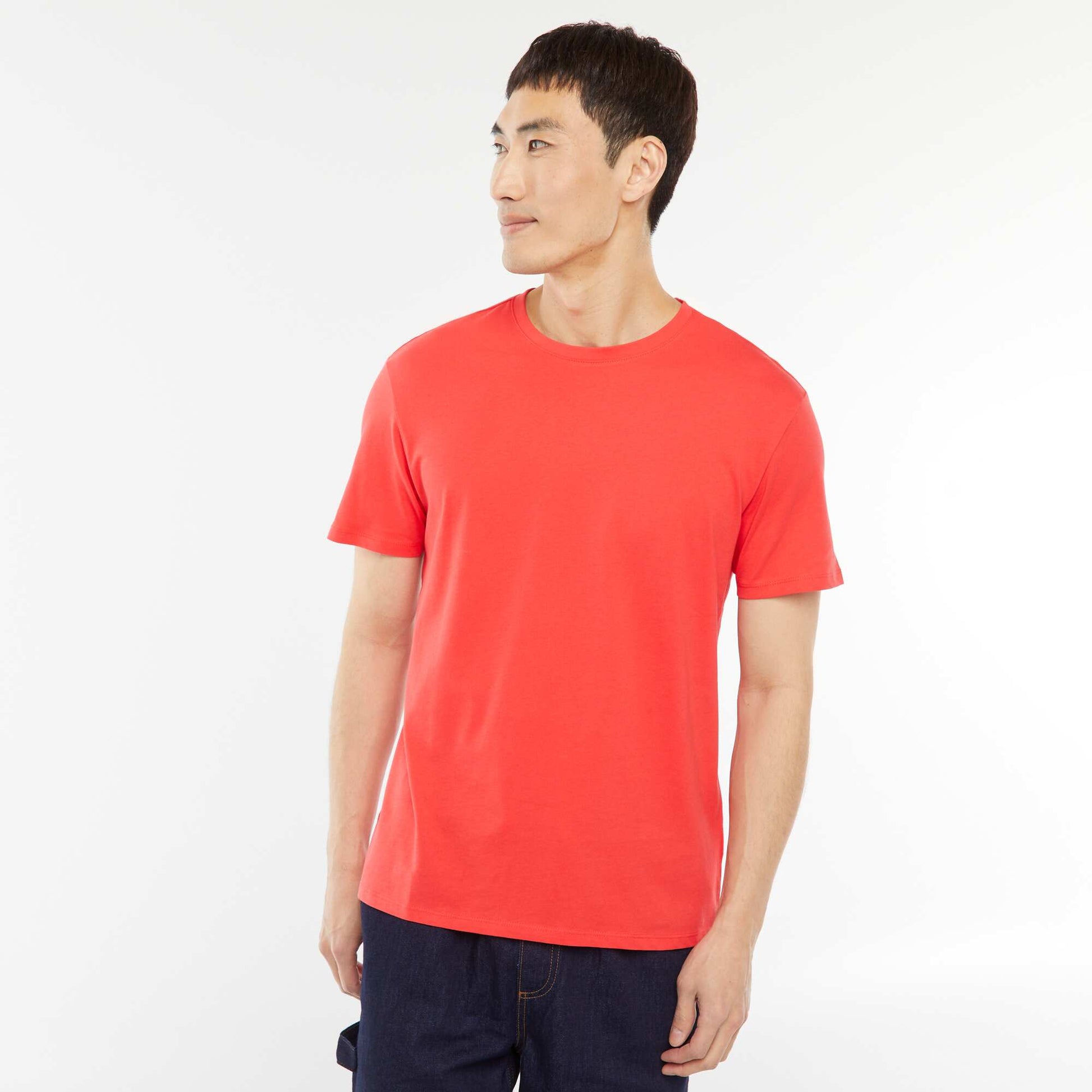 T-shirt droit en jersey uni ROUGE