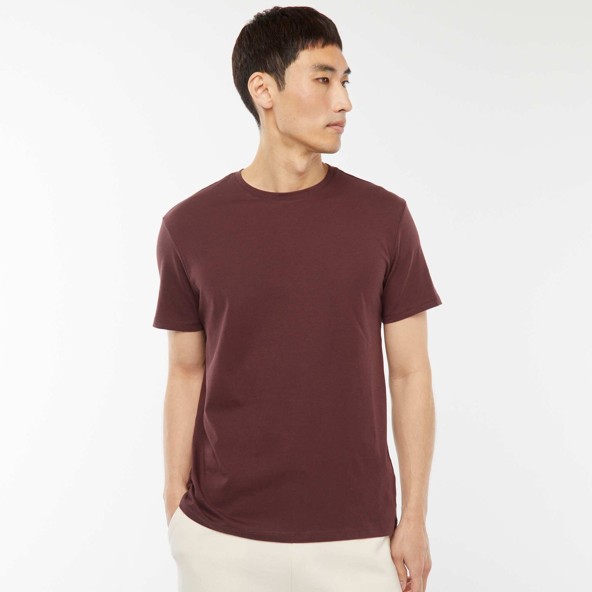 T-shirt droit en jersey uni PRUNE