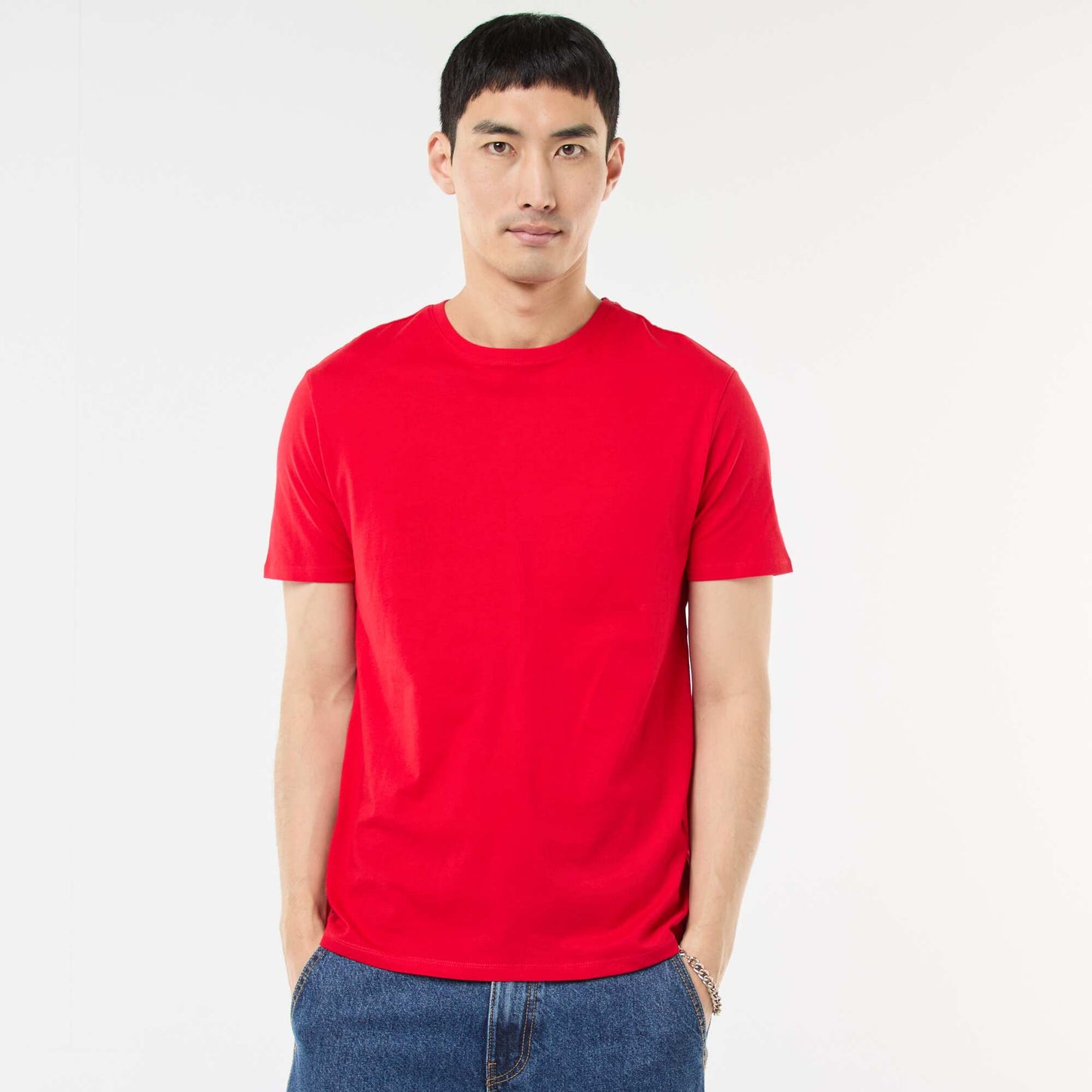 T-shirt droit en jersey uni ROUGE
