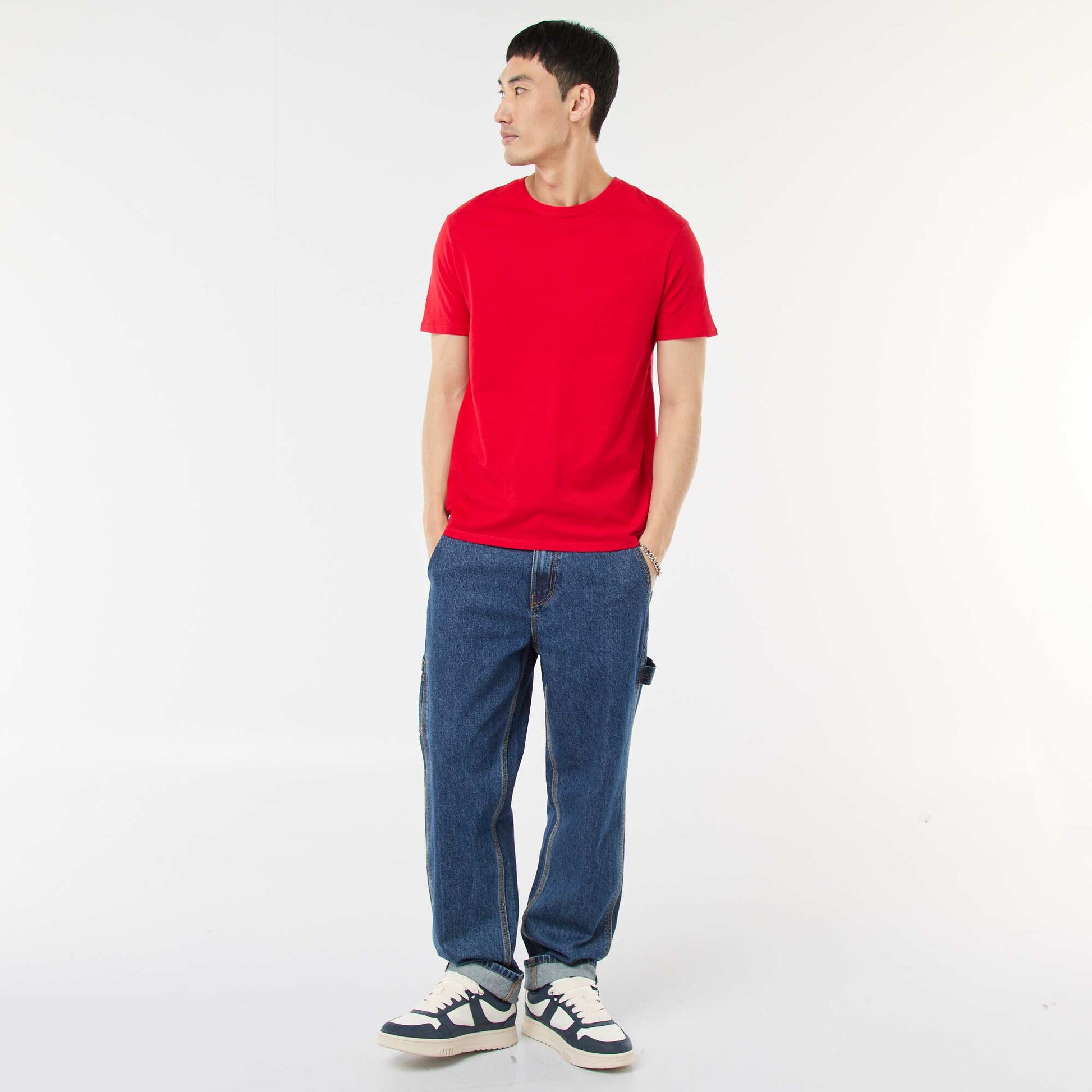 T-shirt droit en jersey uni ROUGE