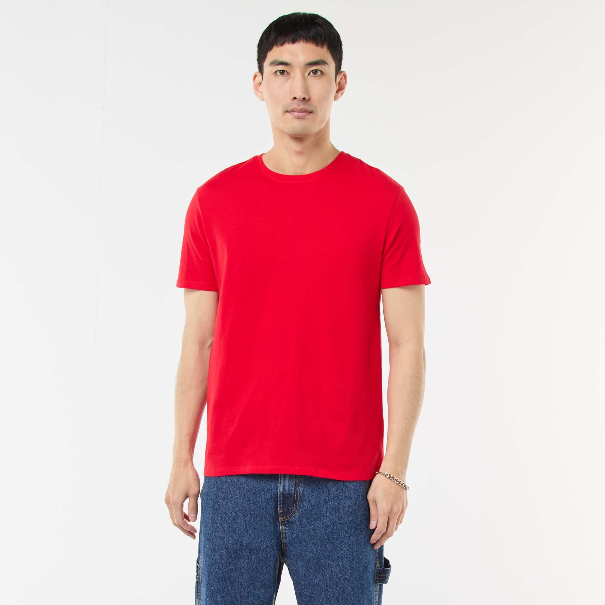 T-shirt droit en jersey uni ROUGE