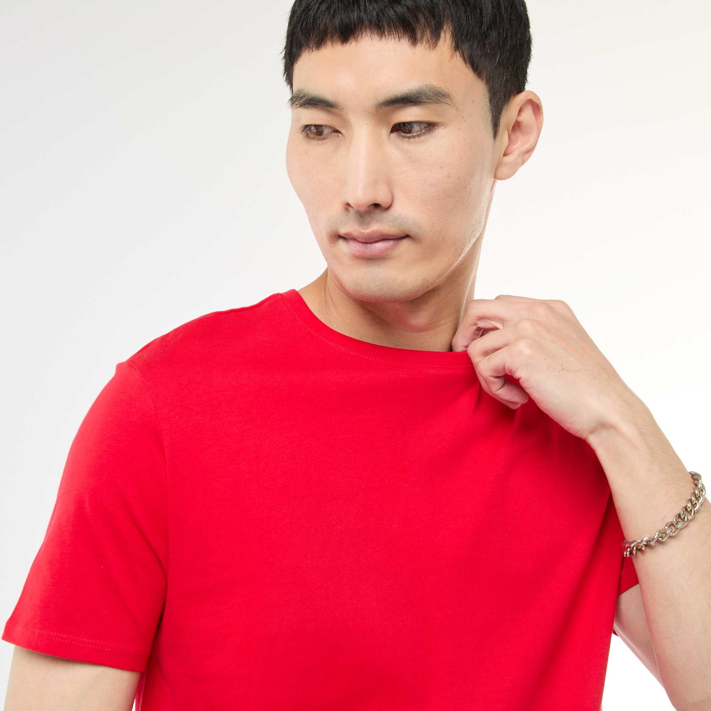 T-shirt droit en jersey uni ROUGE