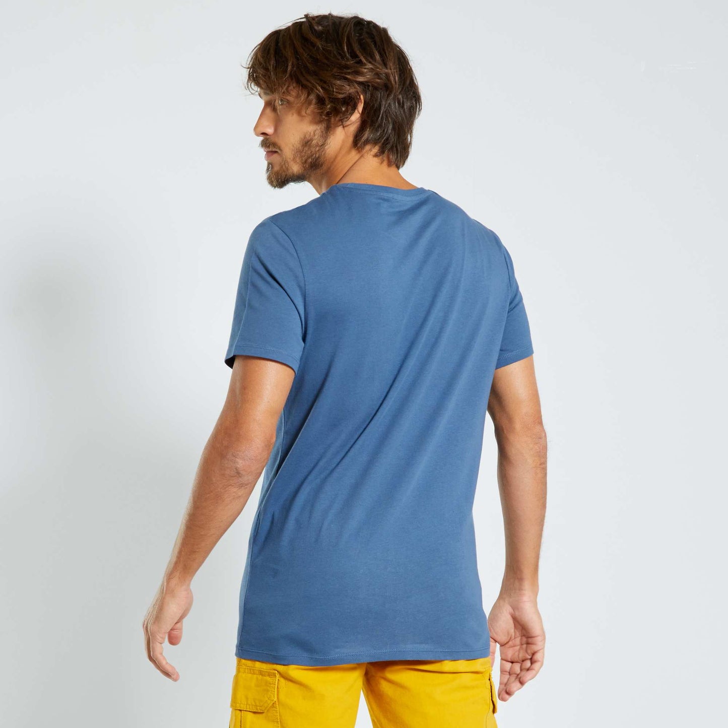 T-shirt droit en jersey uni BLEU GRIS