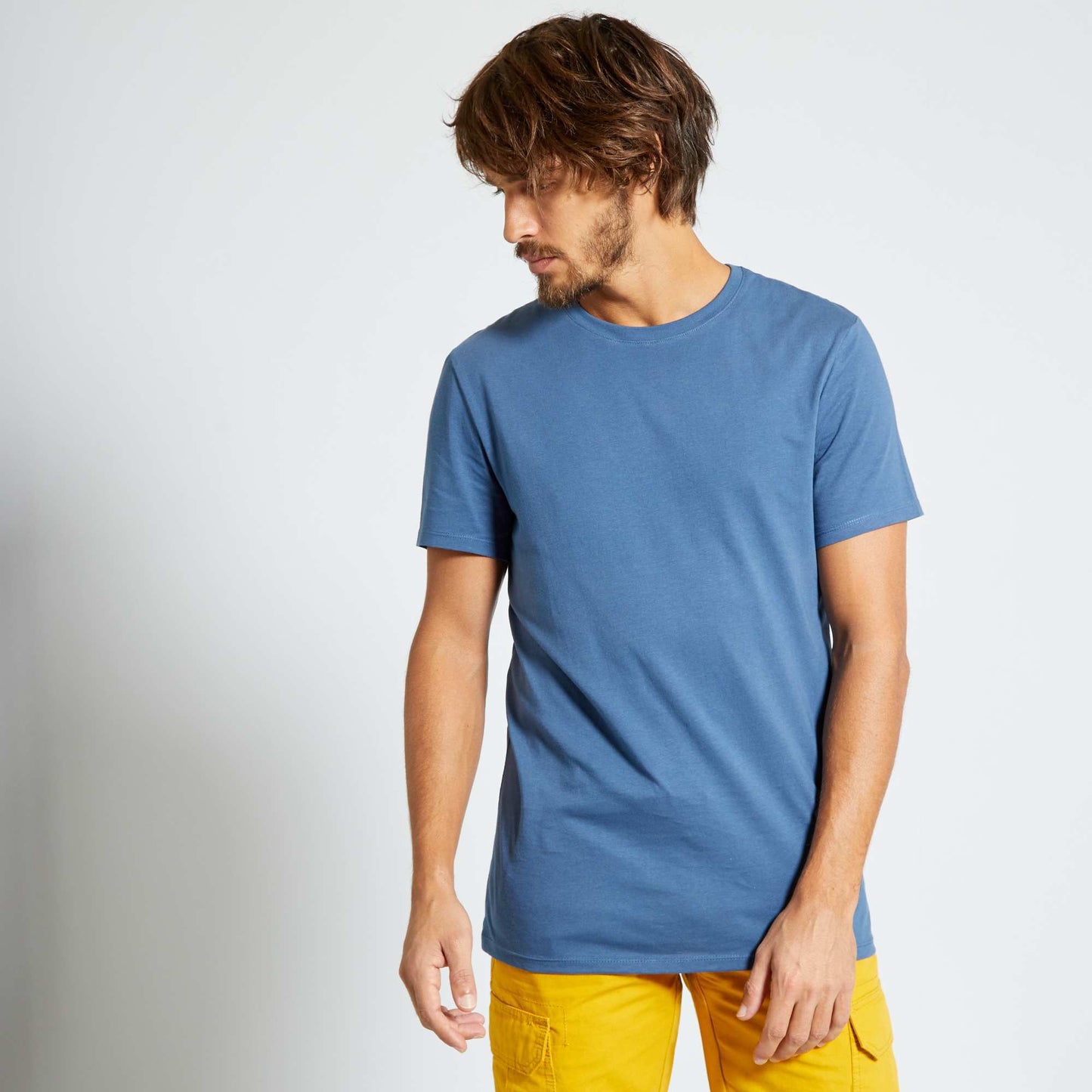 T-shirt droit en jersey uni BLEU GRIS