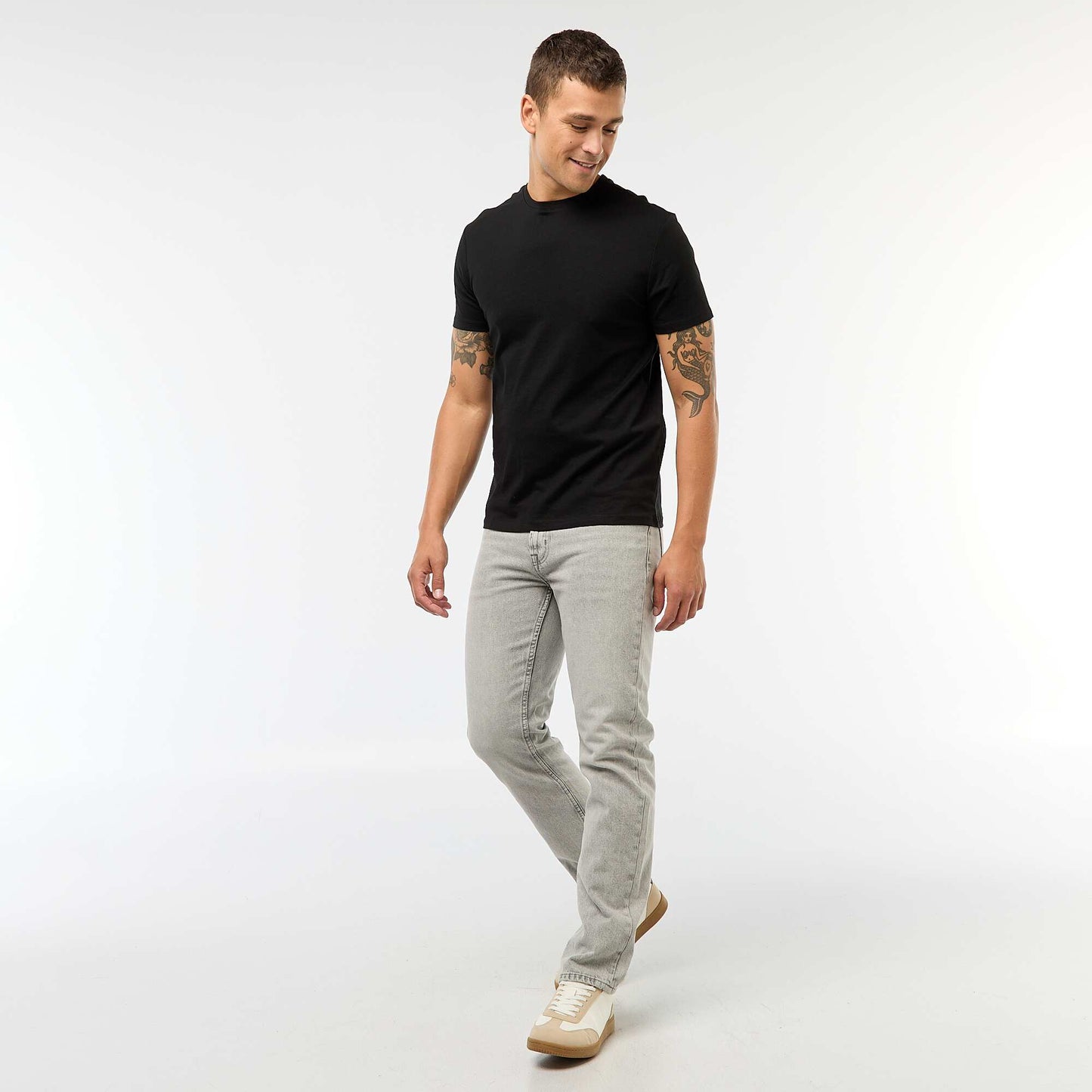 T-shirt droit en jersey uni NOIR