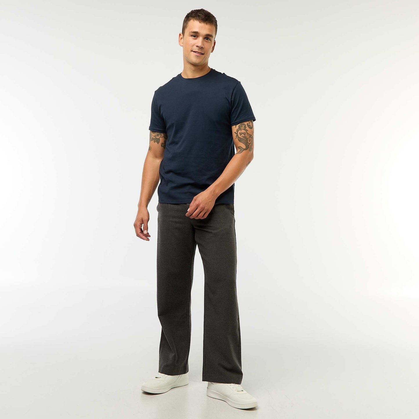 T-shirt droit en jersey uni BLEU MARINE