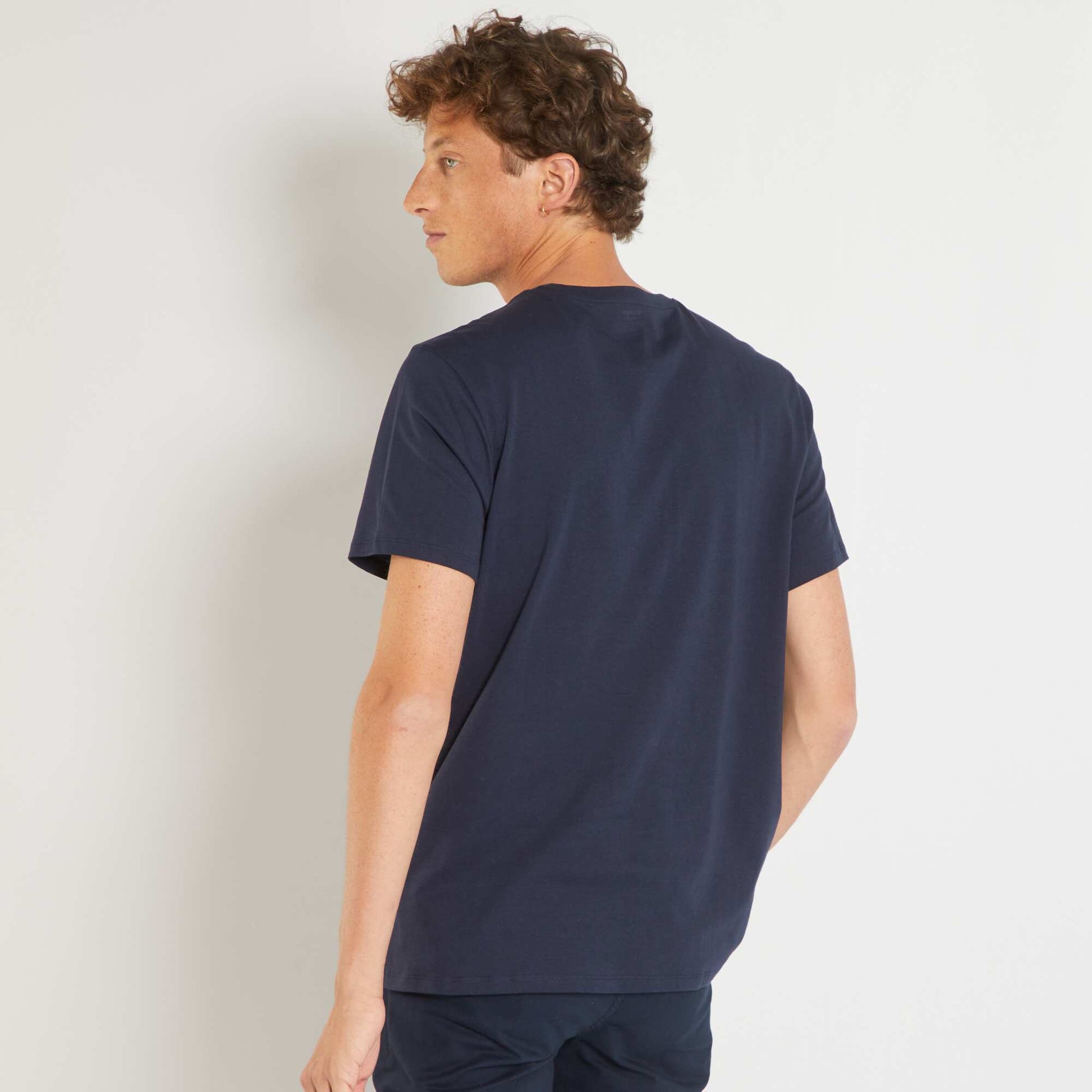 T-shirt droit en jersey uni BLEU MARINE