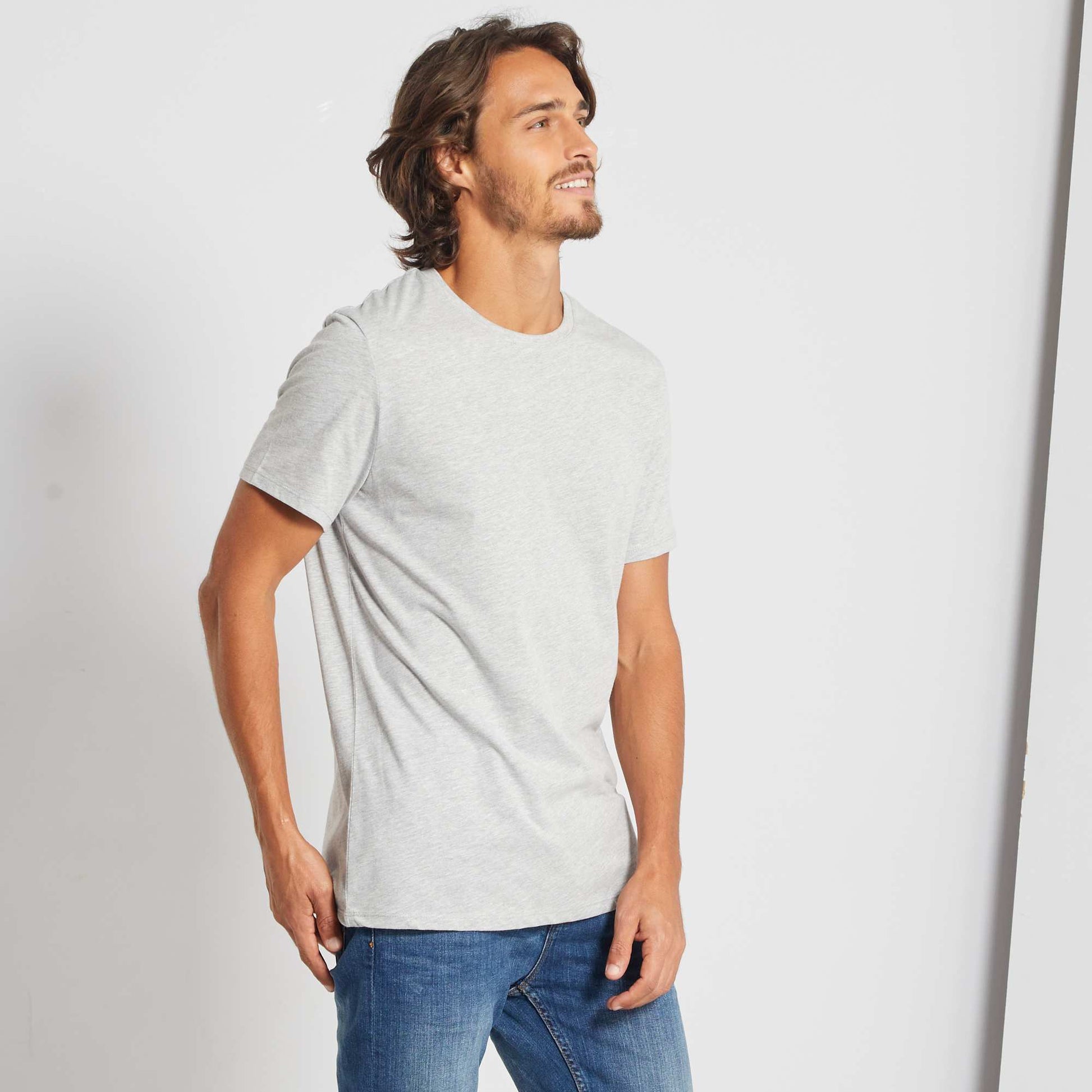 T-shirt droit en jersey uni GRIS