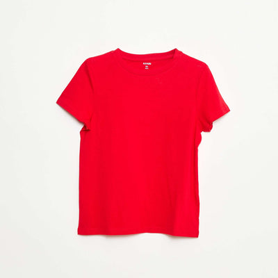 T-shirt basique en jersey uni ROUGE