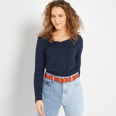 T-shirt col V BLEU MARINE
