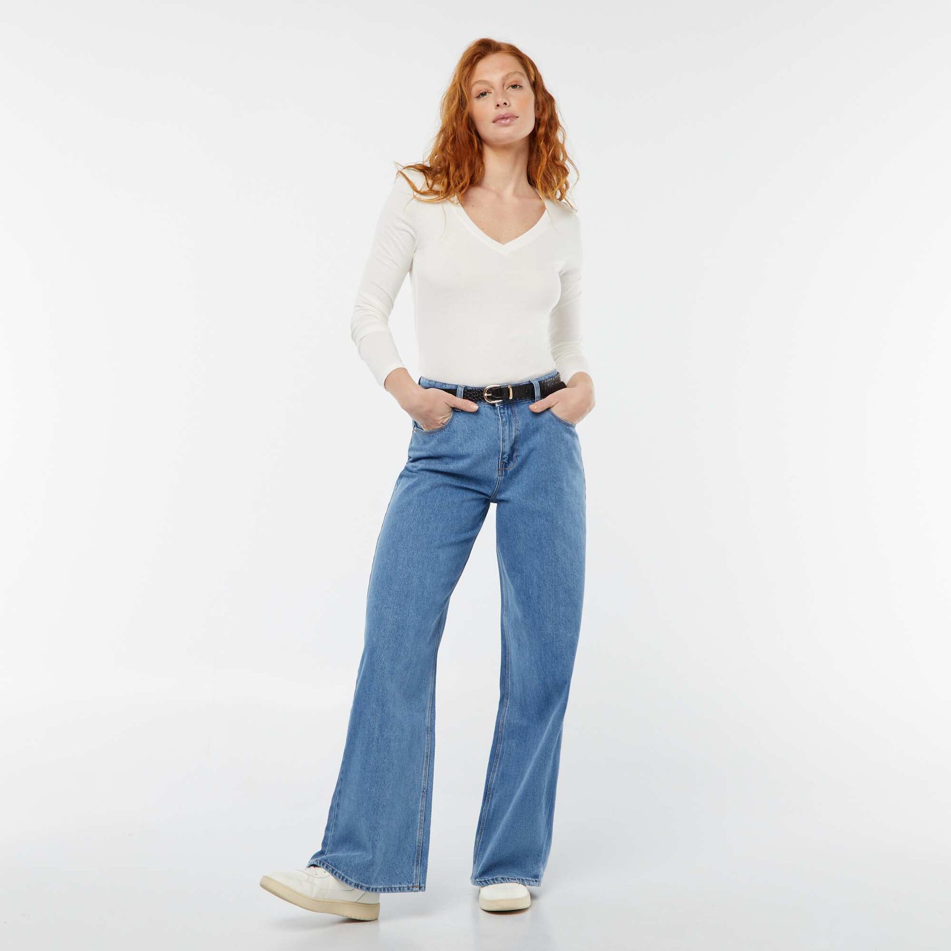 T-shirt col V BLANC CASSé