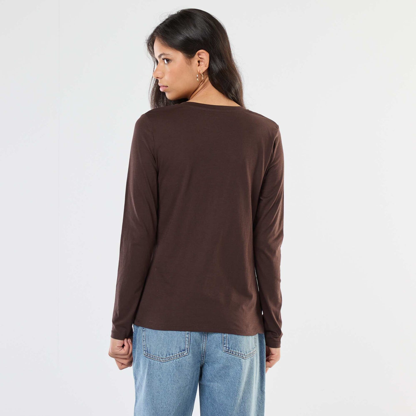 T-shirt col V MARRON