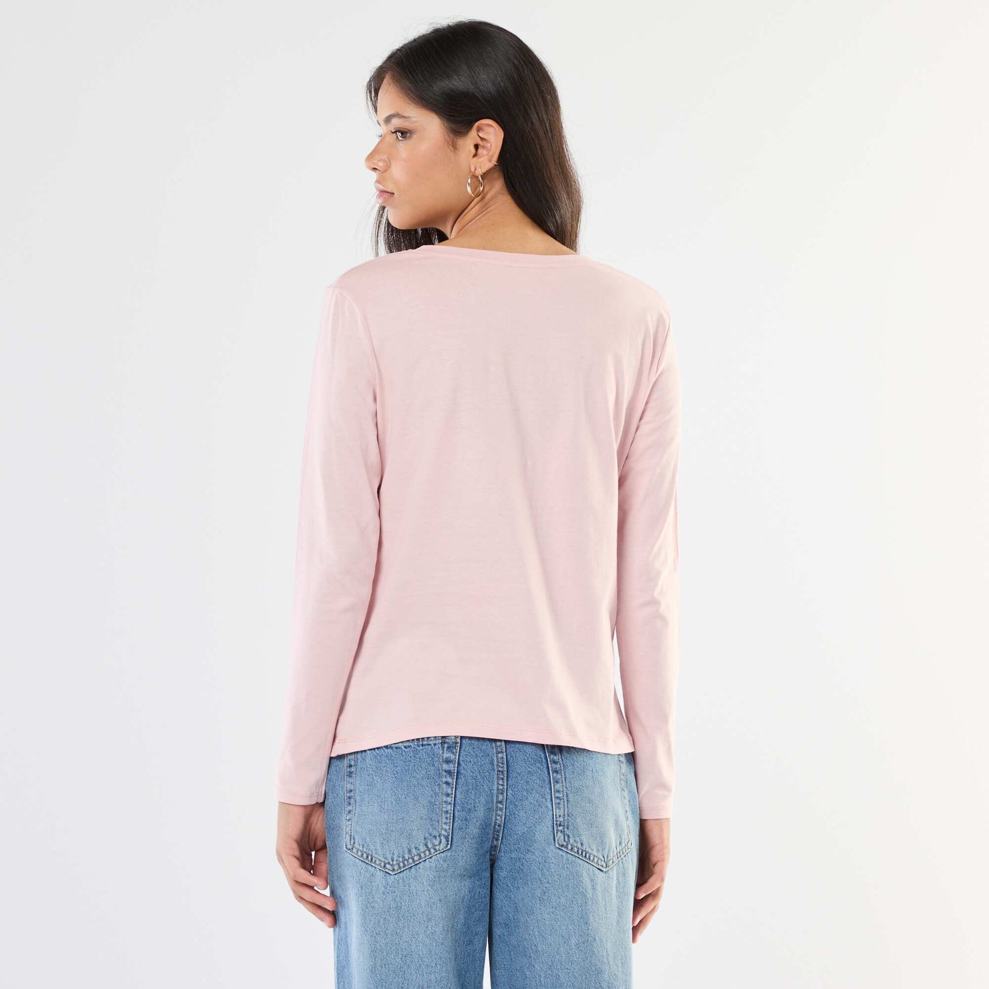 T-shirt col V BEIGE