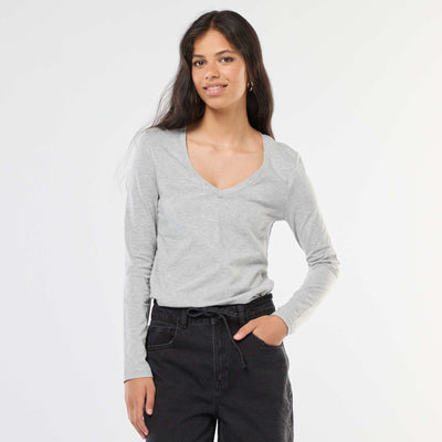 T-shirt col V GRIS