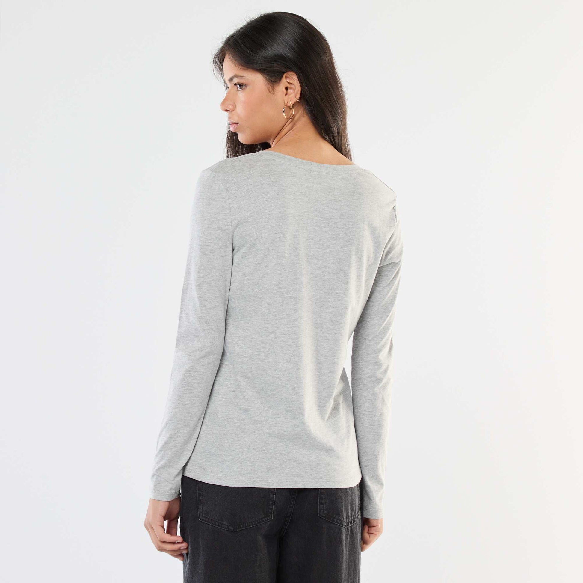 T-shirt col V GRIS