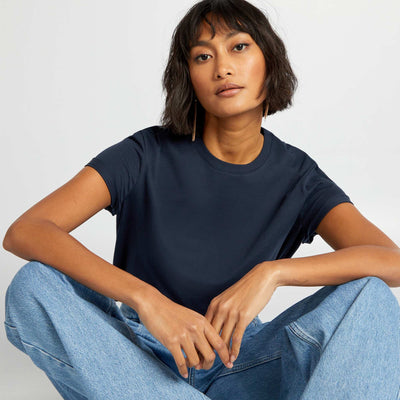 T-shirt uni en jersey BLEU