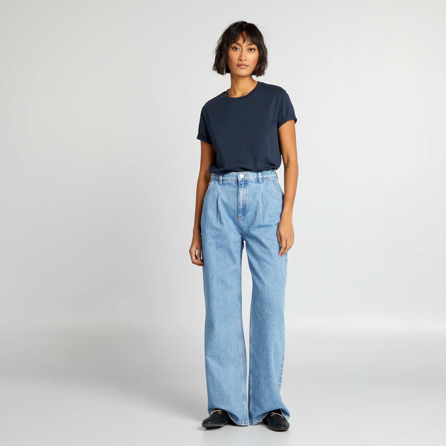 T-shirt uni en jersey BLEU