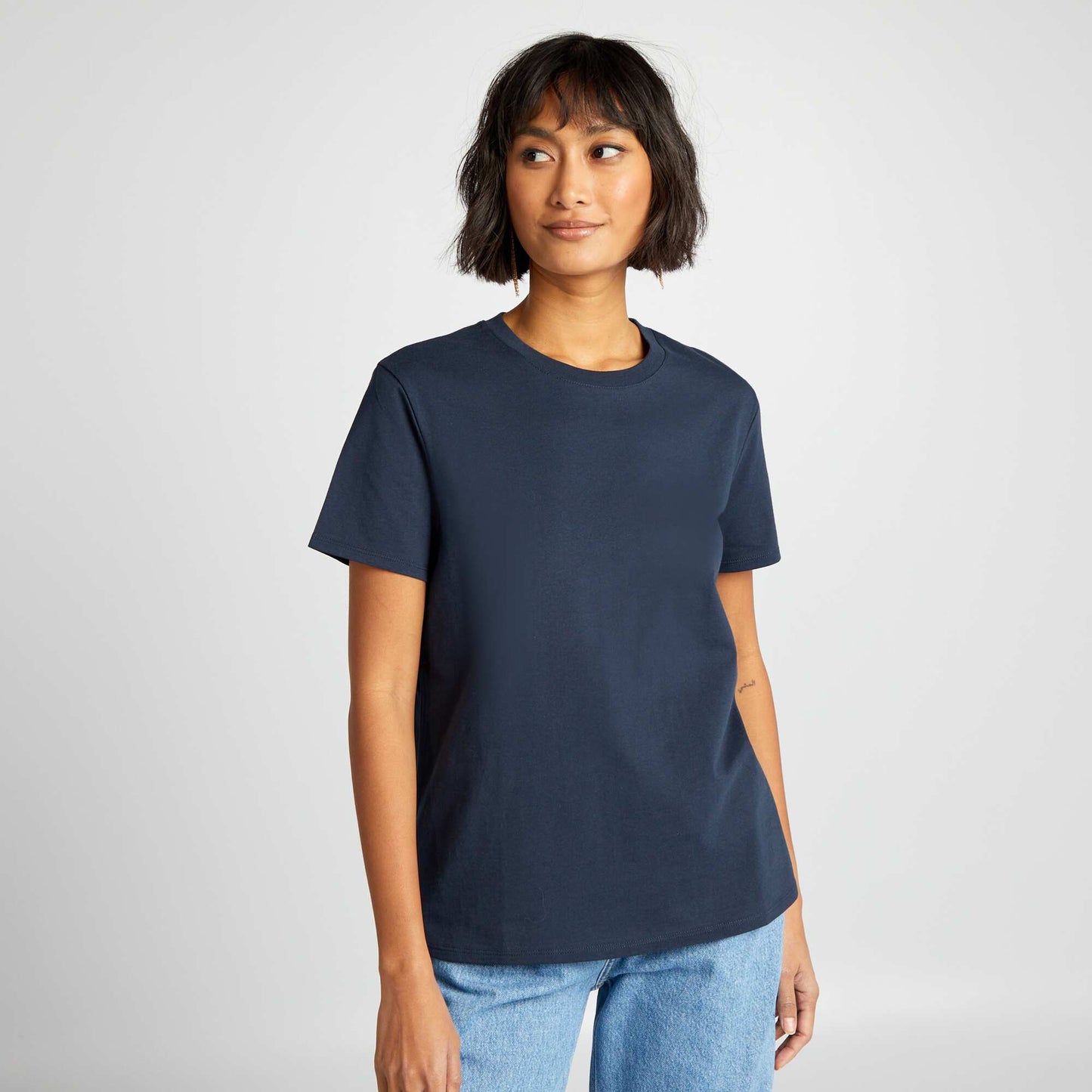 T-shirt uni en jersey BLEU