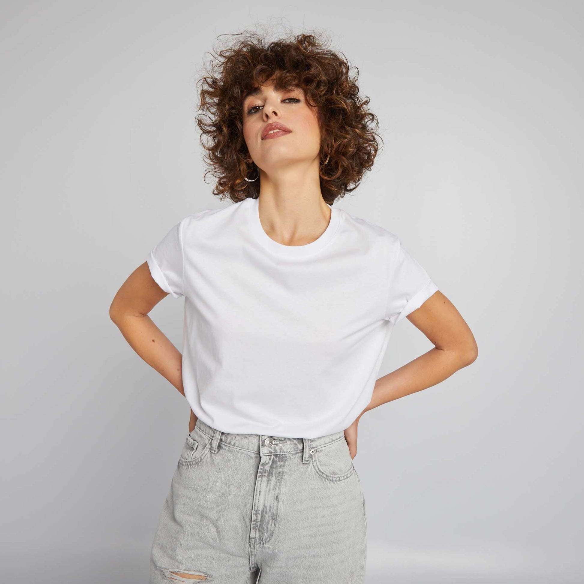 T-shirt uni en jersey BLANC