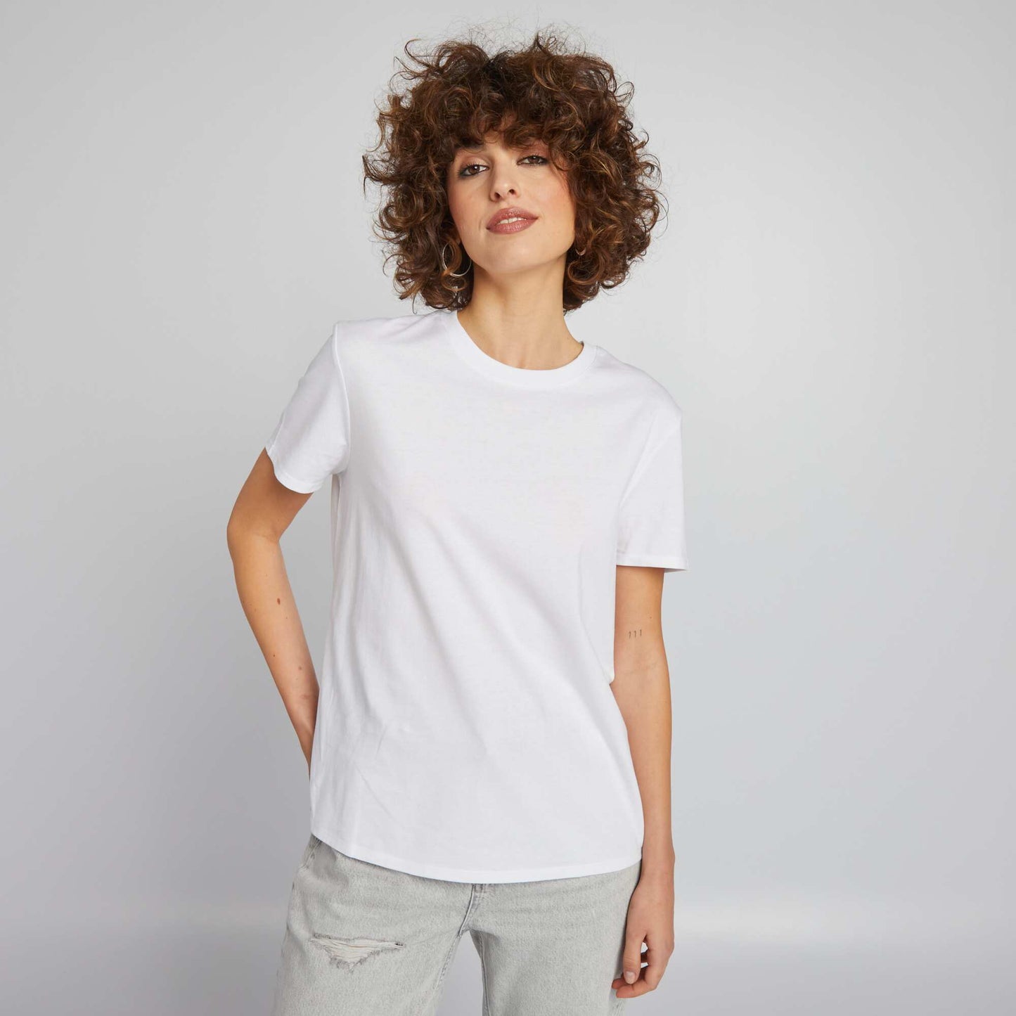 T-shirt uni en jersey BLANC