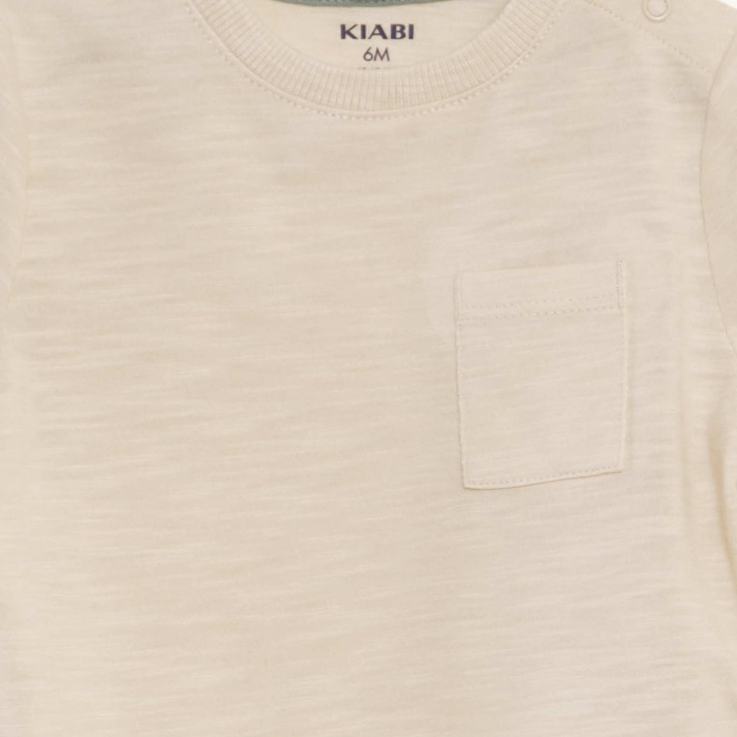 T-shirt à col rond avec poche BEIGE