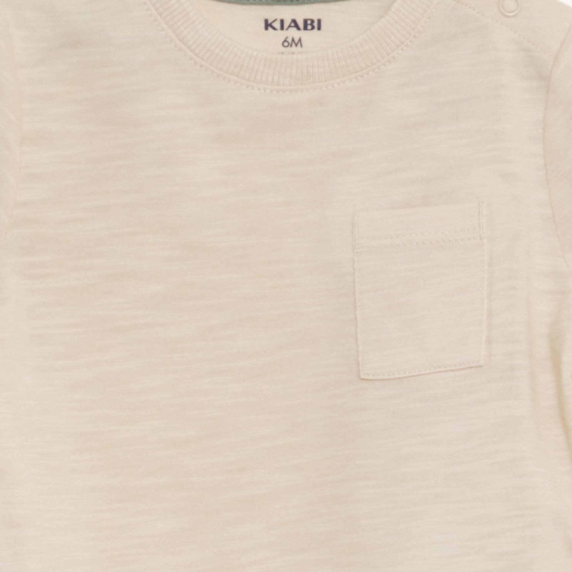 T-shirt à col rond avec poche BEIGE