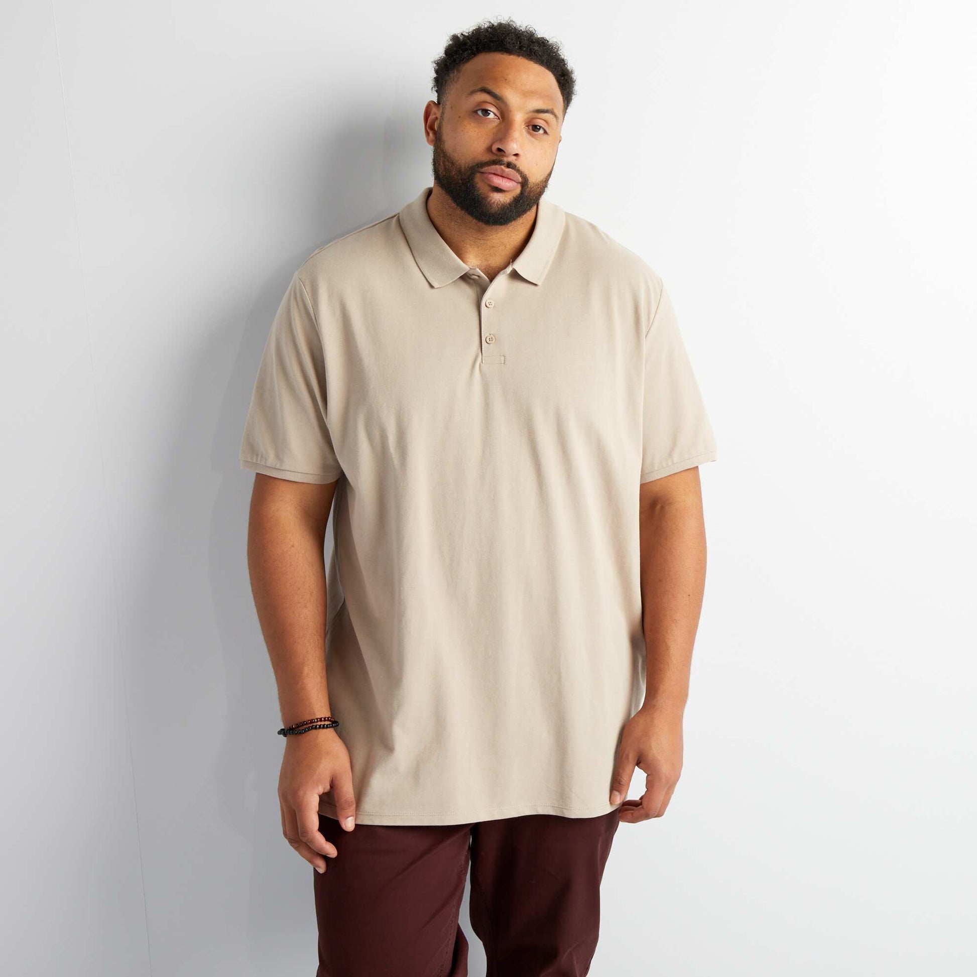 Polo en maille piqué BEIGE GRIS